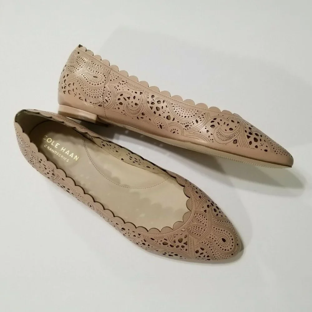 NIB Cole Haan Callie Laser-Cut Leather Flats in Mahogany Rose Size 6.5,8.5,9,9.5